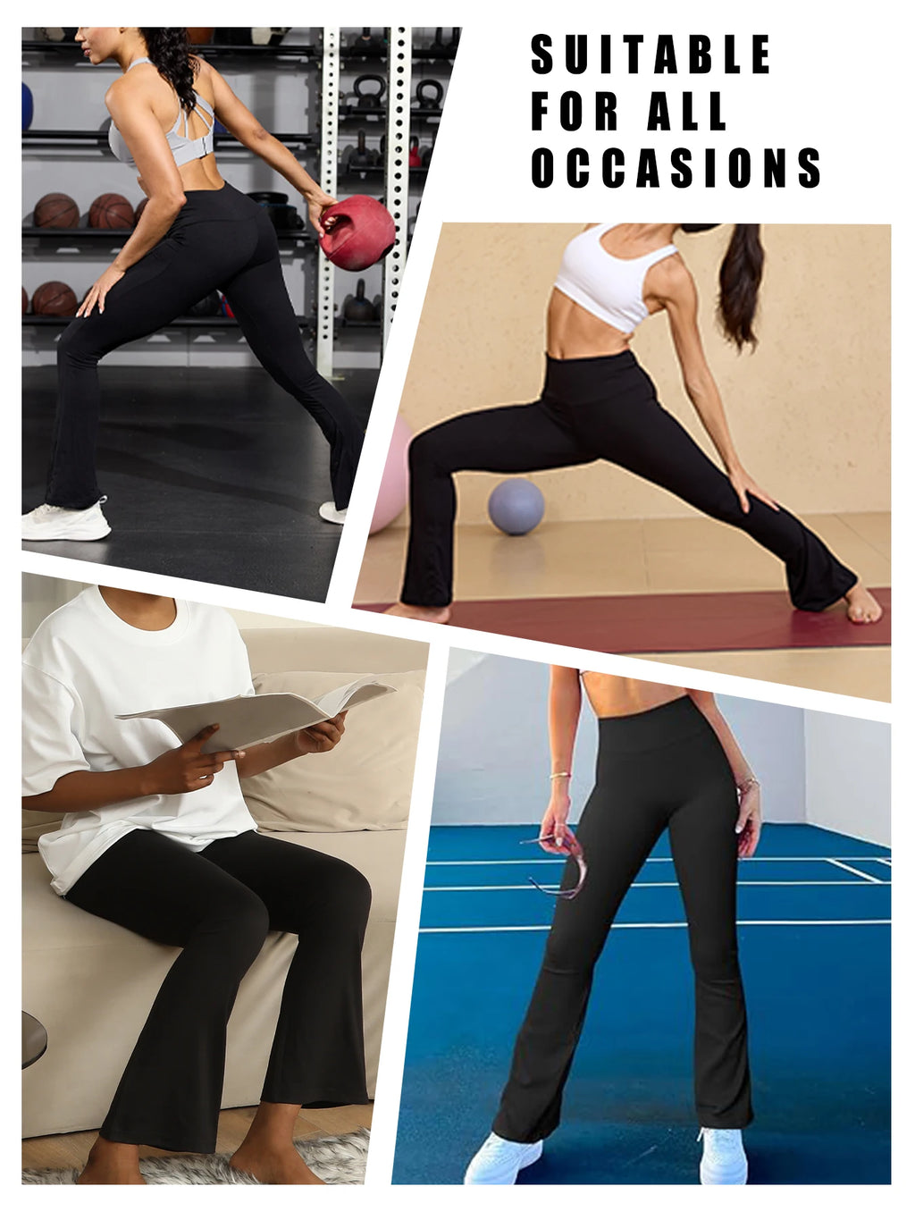 Women's Super Soft Flare Pants High Waisted Tummy Control Workout Yoga Leggings Bell Bottoms