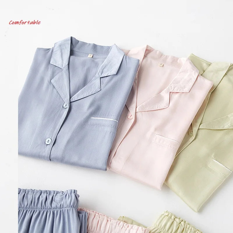 High Quality Couples Sleepwear Casual Solid Color Long Sleeve Long Trousers Pajama Set Couple Cotton Viscose Sleepwear Set