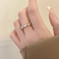 Luxury Zircon Heart Rings for Women Opening Adjustable Weave Rhinestone Ring Engagement Wedding Jewelry Fashion Girlfriend Gifts