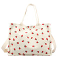 Tote Bag Cute Strawberry Patched Purse for Women Fabric Large Capacity Tote Purse Enduring Tote Bag with Adjustable Shoulder