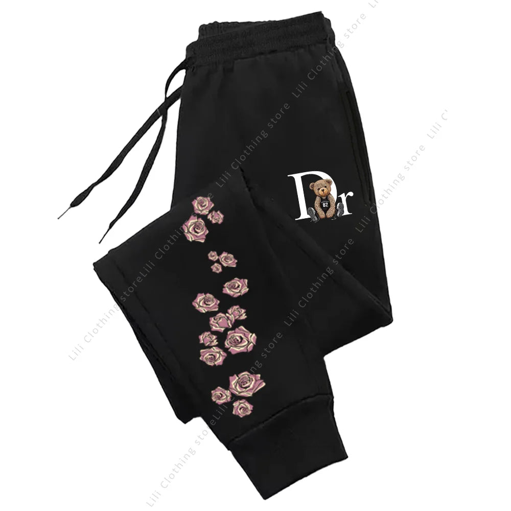 Women's Pants D.R. Bear Letter Graphic Print High quality Trousers Street Aesthetic Sweatpants Running Joggger Pants for Woman