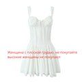 Mingmingxi Sexy Spaghetti Strap Corset Dress Elegant Fluffy Party Dresses Slim A Line Lace Up Dress Cotton Women Clothing