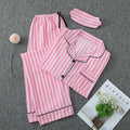 Sexy Sleepwear Women Plus Size Pink Striped Pajamas Bubble Crumpled Cotton Student Loungewear Long Sleeve Long Pants Nightwear